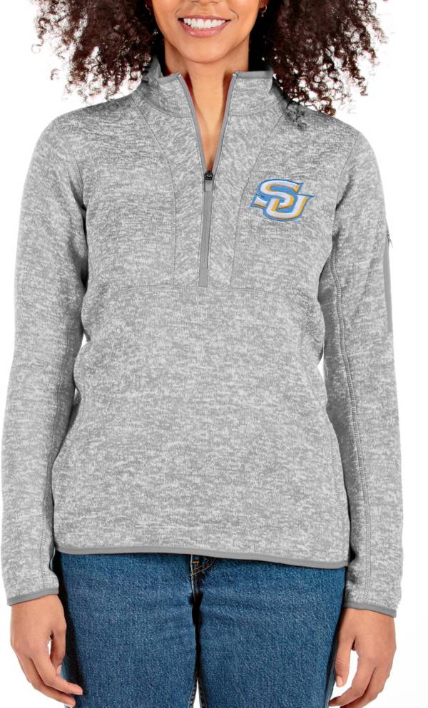 Antigua Women's Southern University Jaguars Grey Fortune 1/4 Zip Pullover product image