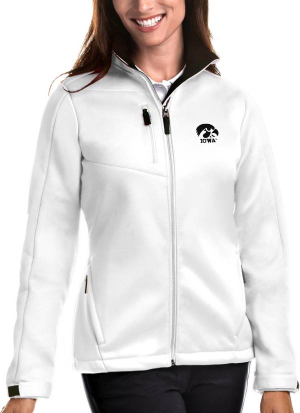 Antigua Women's Iowa Hawkeyes White Traverse Full-Zip Jacket