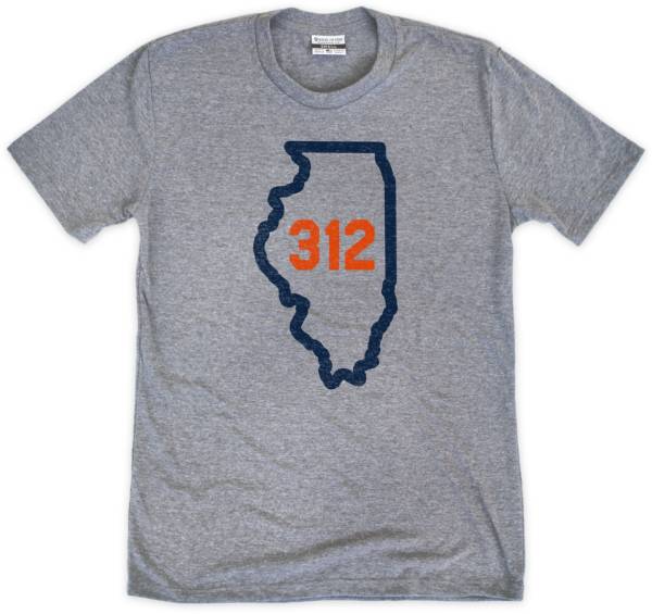 Where I'm From 312 State Outline Grey T-Shirt product image