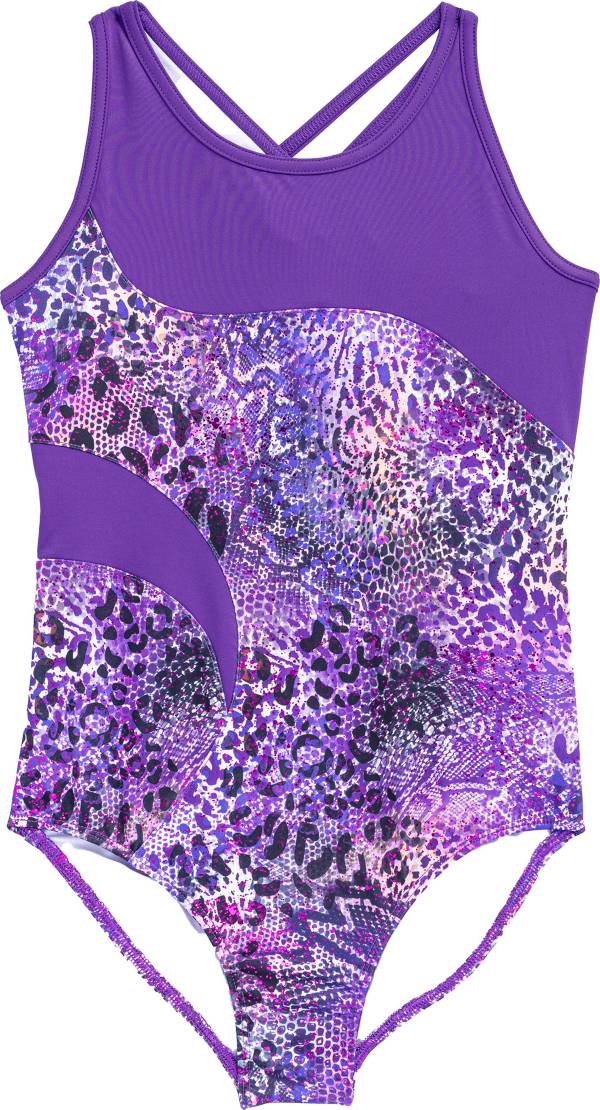 Rainbeau Moves Girls' Wild Animal Loop Back 3/4 Sleeve Leotard