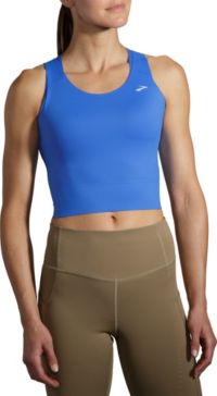 Brooks Women's Run Within Crop Tank Top Running Gear with Small Pockets  Black