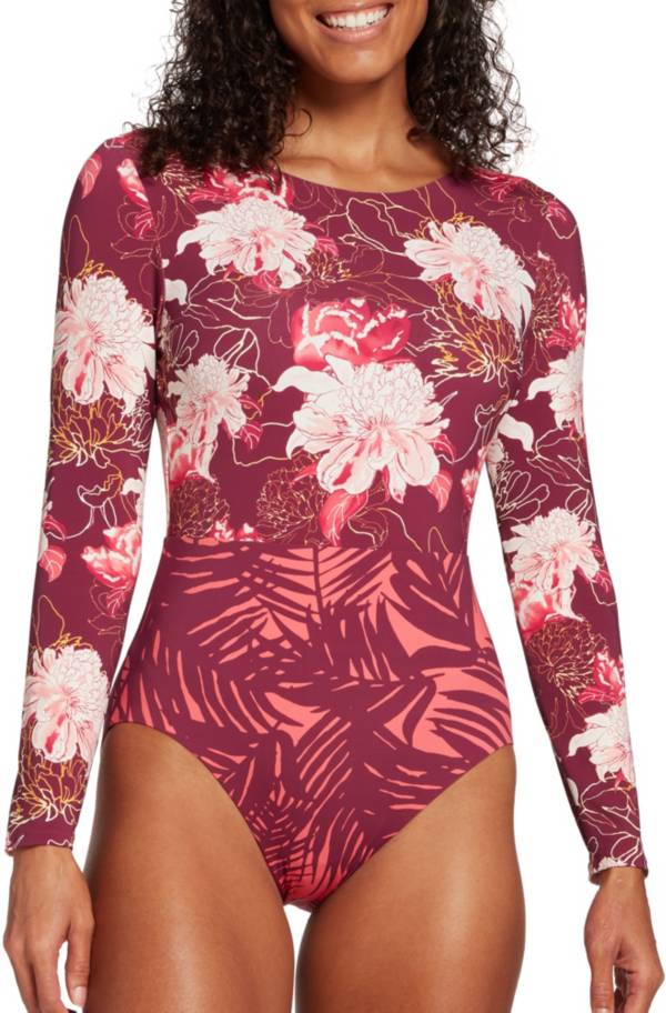 CALIA by Carrie Underwood Women's One Piece Tie Back Long Sleeve Swimsuit