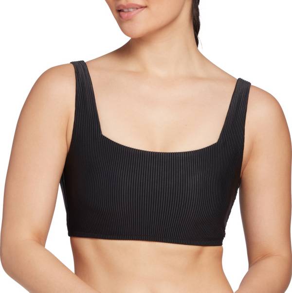 CALIA by Carrie Underwood Ribbed Long Line Square Neck Bikini Top
