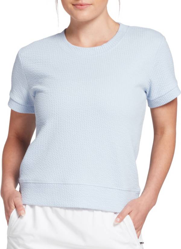 CALIA by Carrie Underwood Women's Textured Short Sleeve Crewneck Pullover