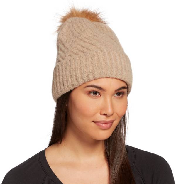 CALIA by Carrie Underwood Women's Faux Fur Pom Beanie
