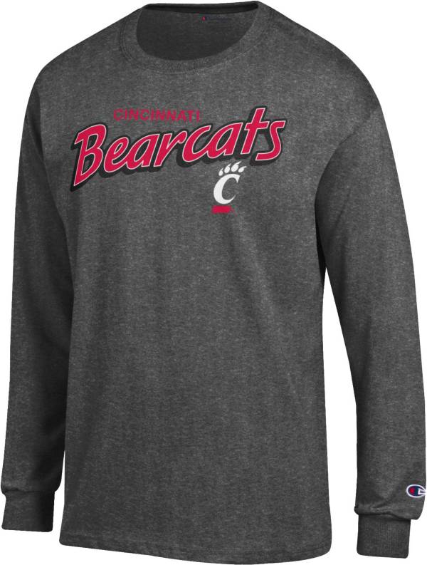 Champion Men's Cincinnati Bearcats Grey Jersey Long Sleeve T-Shirt