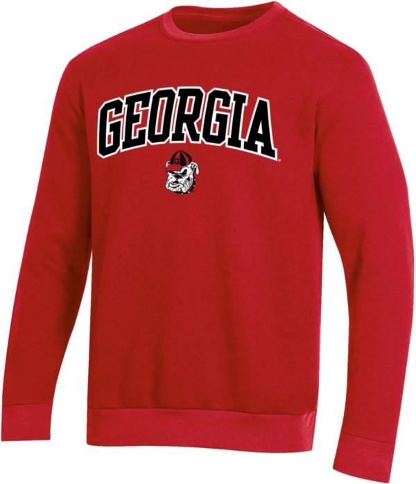 Champion Men's Georgia Bulldogs Red Fleece Crew Pullover Sweatshirt