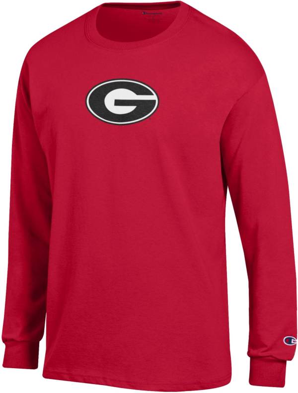 Champion Men's Georgia Bulldogs Red Wordmark Long Sleeve T-Shirt | Dick ...