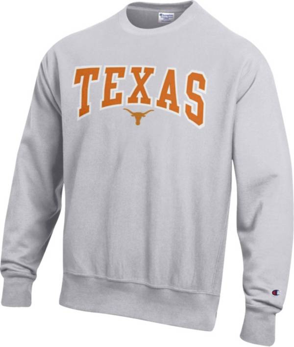 Champion Men s Texas Longhorns Grey Reverse Weave Crew Sweatshirt