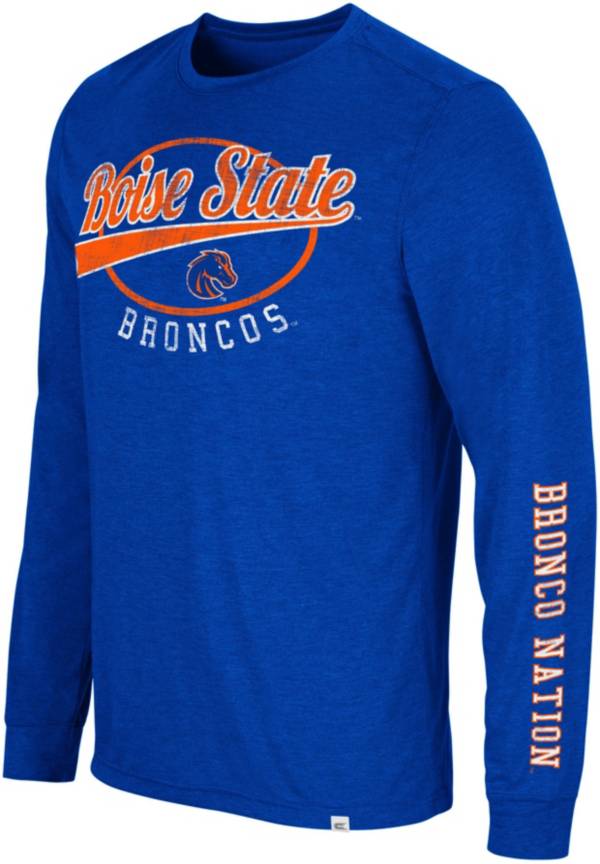 Colosseum Men's Boise State Broncos Grey Far Out! Long Sleeve T-Shirt