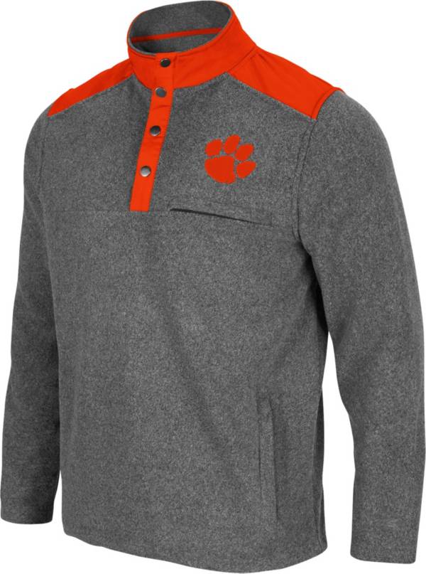 Colosseum Men's Clemson Tigers Grey Huff Quarter-Snap Pullover Jacket product image