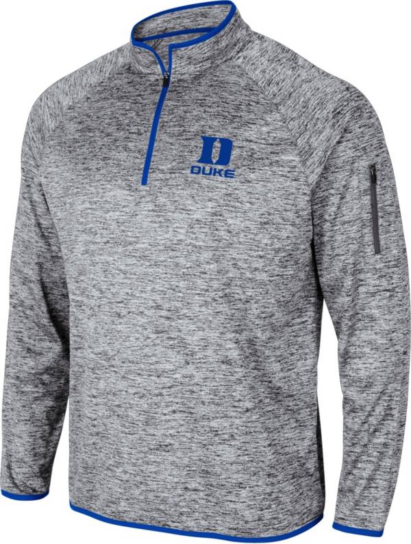 Colosseum Men's Duke Blue Devils Grey Quarter-Zip Pullover Shirt
