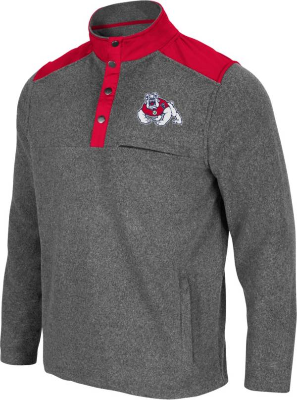 Colosseum Men's Fresno State Bulldogs Grey Huff Quarter-Snap Pullover Jacket