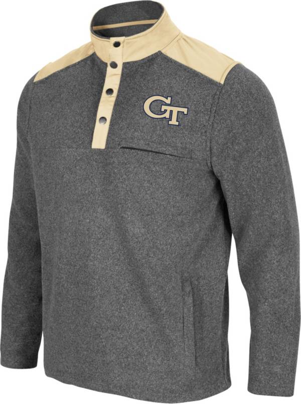 Colosseum Men's Georgia Tech Yellow Jackets Grey Huff Quarter-Snap Pullover Jacket product image