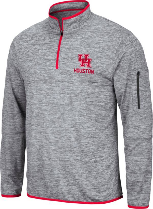 Colosseum Men's Houston Cougars Grey Quarter-Zip Pullover Shirt