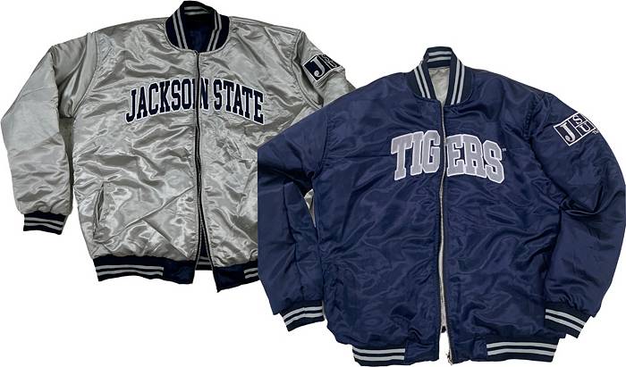Tones of Melanin Jackson State Tigers Reversible Satin Jacket, Men's, Large, Blue