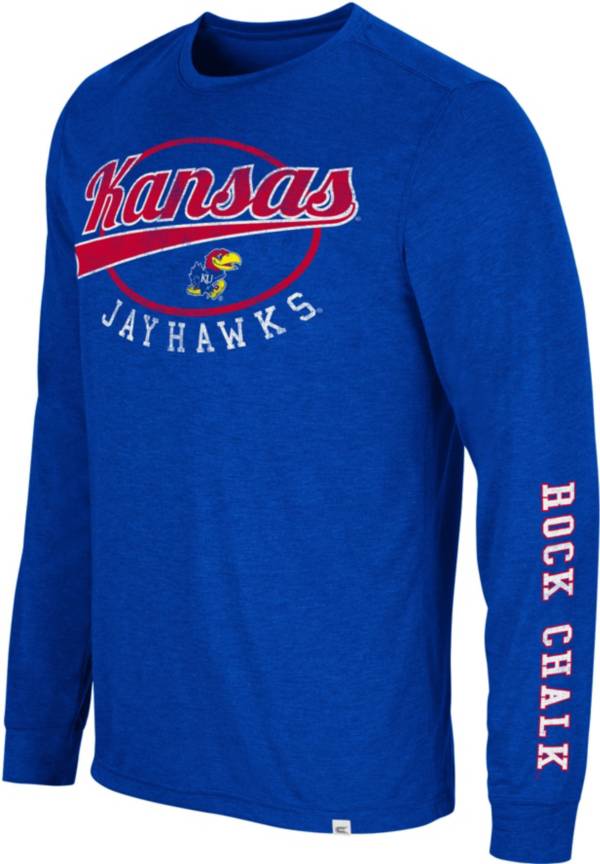 Colosseum Men's Kansas Jayhawks Blue Far Out! Long Sleeve T-Shirt