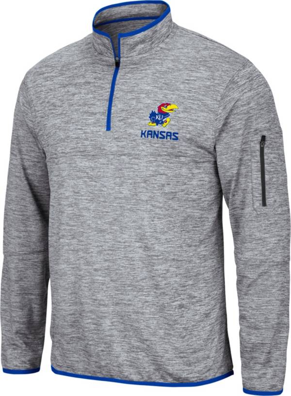 Men's Mitchell & Ness Heather Gray Kansas Jayhawks Pullover