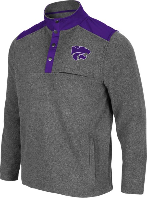 Colosseum Men's Kansas State Wildcats Grey Huff Quarter-Snap Pullover Jacket product image