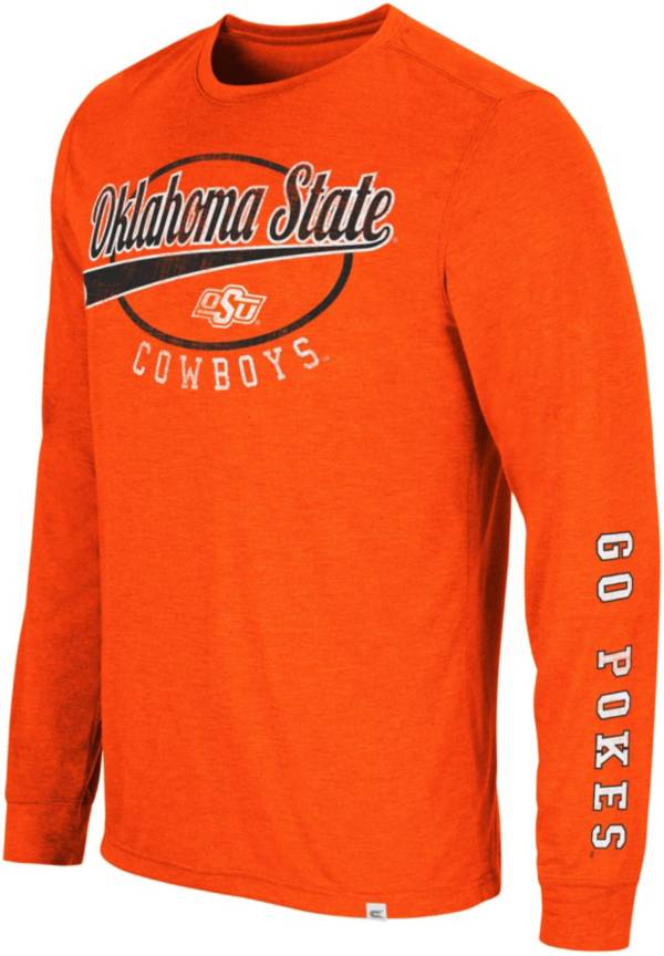 Colosseum Men's Oklahoma State Cowboys Grey Far Out! Long Sleeve T-Shirt