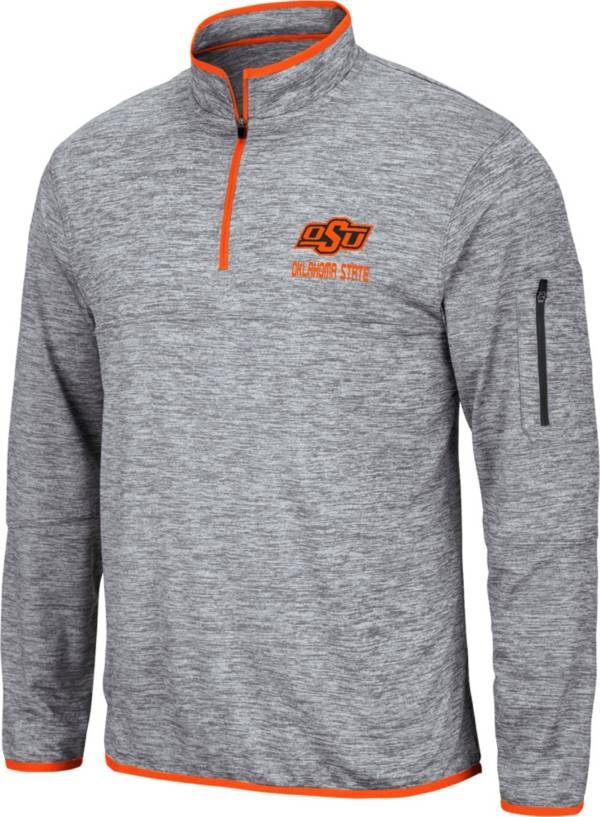 Colosseum Men's Oklahoma State Cowboys Grey Quarter-Zip Pullover Shirt