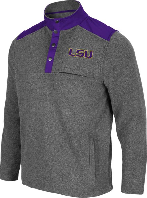 Colosseum Men's LSU Tigers Grey Huff Quarter-Snap Pullover Jacket product image