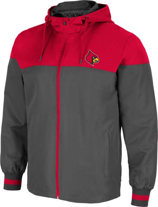 Colosseum Men's Louisville Cardinals Grey Game Night Full-Zip Jacket product image
