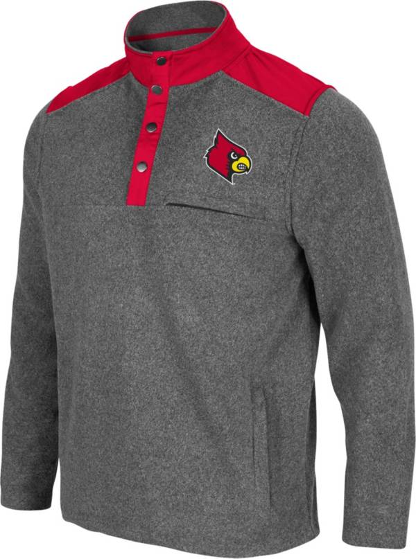Colosseum Men's Louisville Cardinals Grey Huff Quarter-Snap Pullover Jacket product image