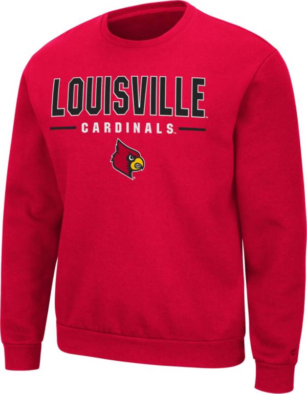 Colosseum Men's Louisville Cardinals Cardinal Red Time Machine Crew Pullover Sweatshirt