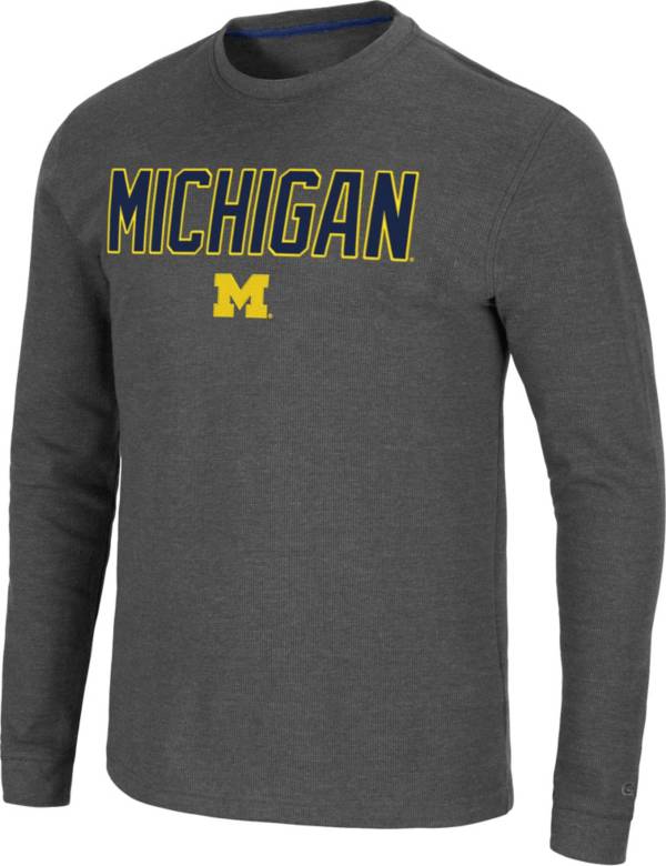 Colosseum Men's Michigan Wolverines Grey Dragon Long Sleeve Thermal T-Shirt