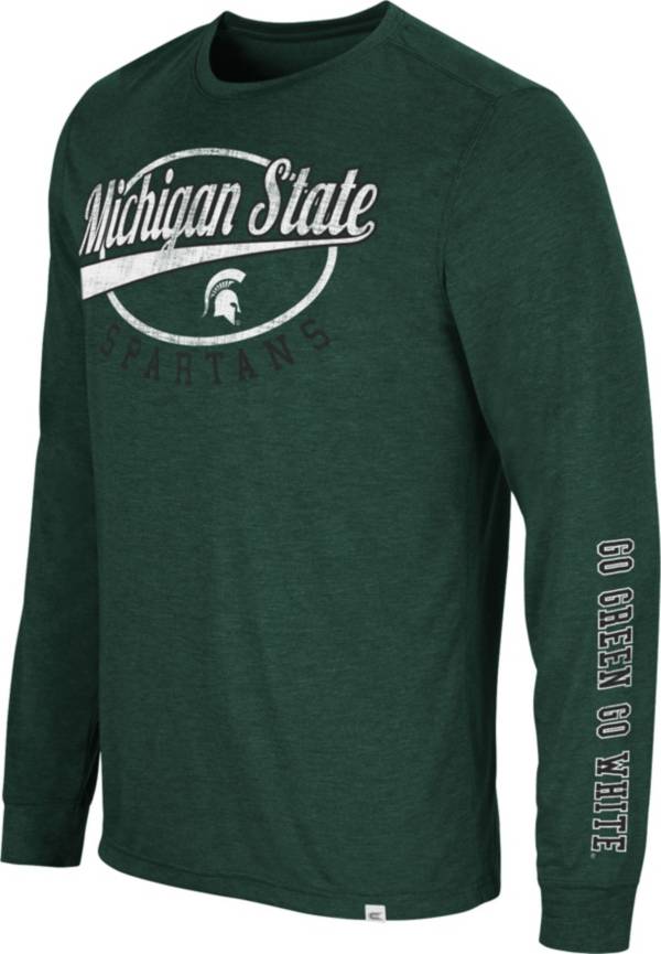 Colosseum Men's Michigan State Spartans Green Far Out! Long Sleeve T-Shirt