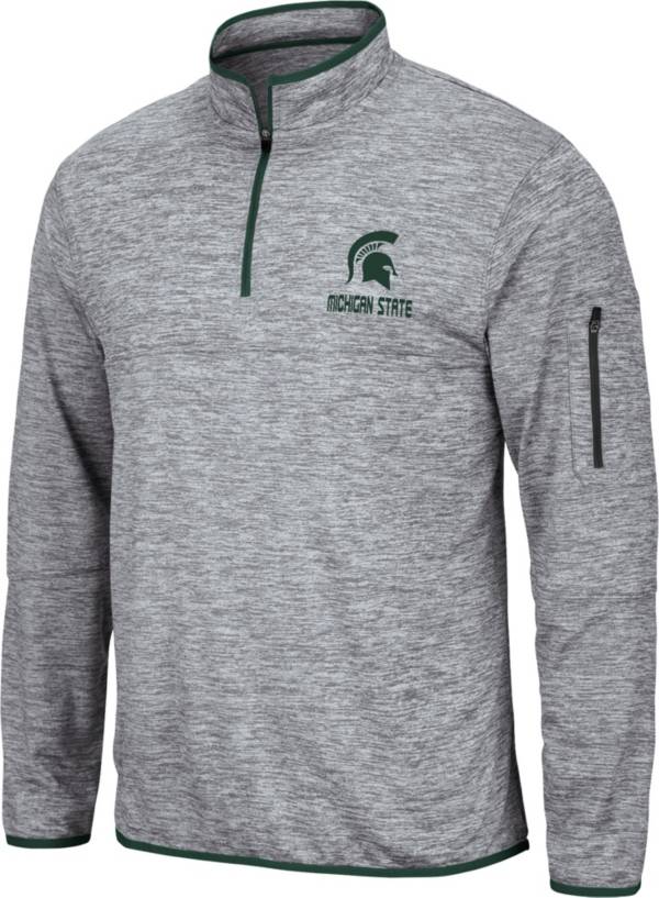 Colosseum Men's Michigan State Spartans Grey Quarter-Zip Pullover Shirt product image