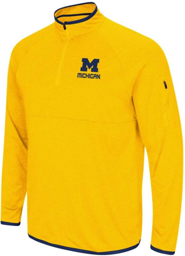 Colosseum Men's Michigan Wolverines Maize Rival Quarter-Zip Pullover Shirt product image