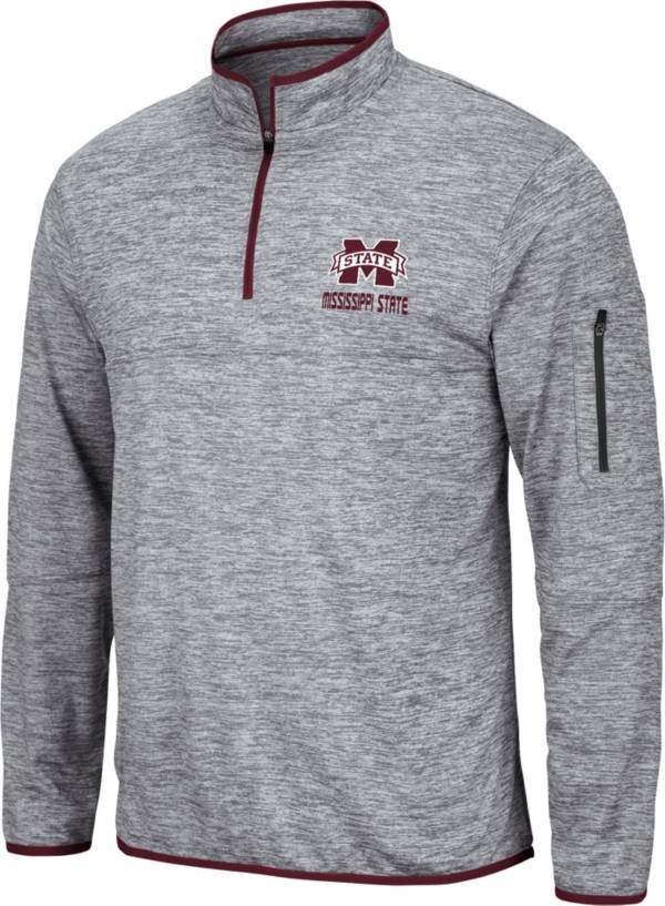 Colosseum Men's Mississippi State Bulldogs Grey Quarter-Zip Pullover Shirt