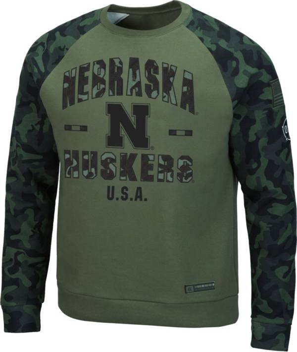 Colosseum Men's Nebraska Cornhuskers Green OHT Crew Pullover Sweatshirt product image
