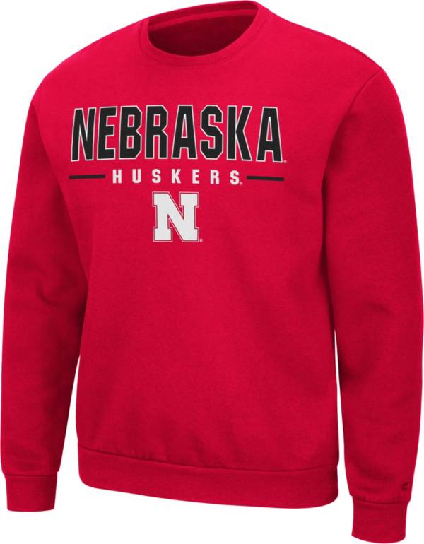 Colosseum Men's Nebraska Cornhuskers Scarlet Time Machine Crew Pullover Sweatshirt