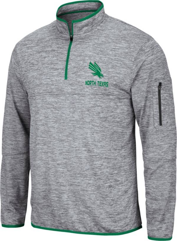 Colosseum Men's North Texas Mean Green Grey Quarter-Zip Pullover Shirt