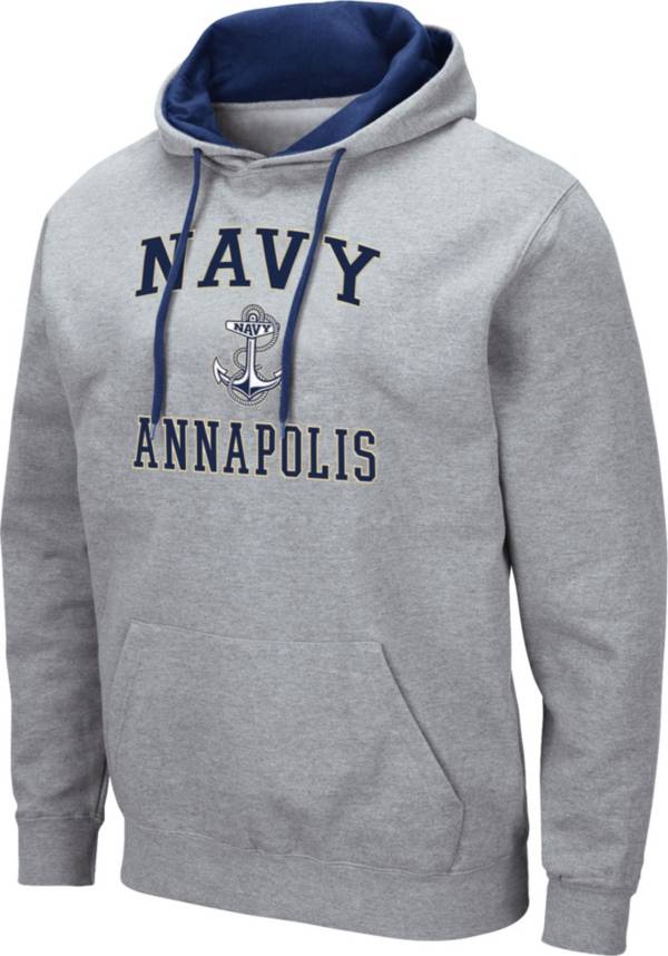 Colosseum Men's Navy Midshipmen Grey Pullover Hoodie