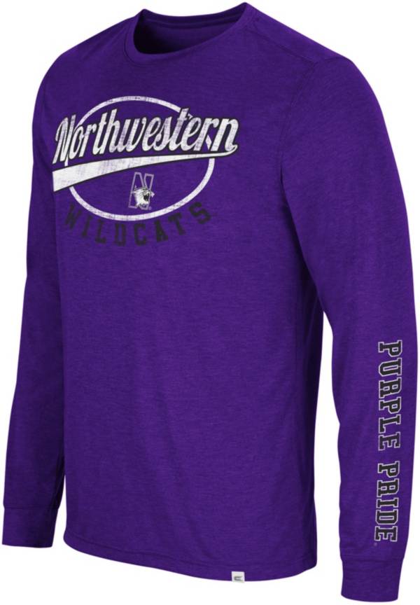 Colosseum Men's Northwestern Wildcats Grey Far Out! Long Sleeve T-Shirt product image