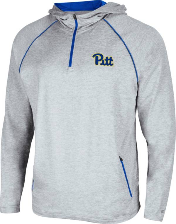 Colosseum Men's Pitt Panthers Grey Timeline Quarter-Zip Pullover Hoodie