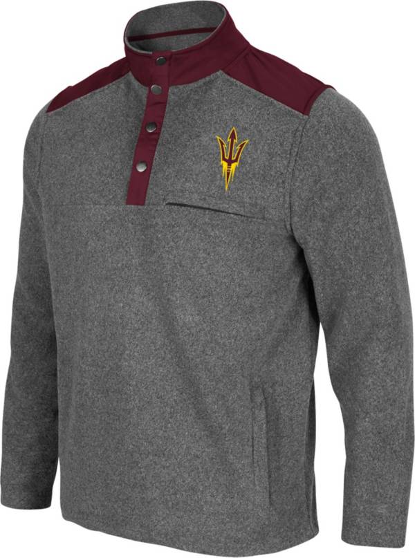 Colosseum Men's Arizona State Sun Devils Grey Huff Quarter-Snap Pullover Jacket product image