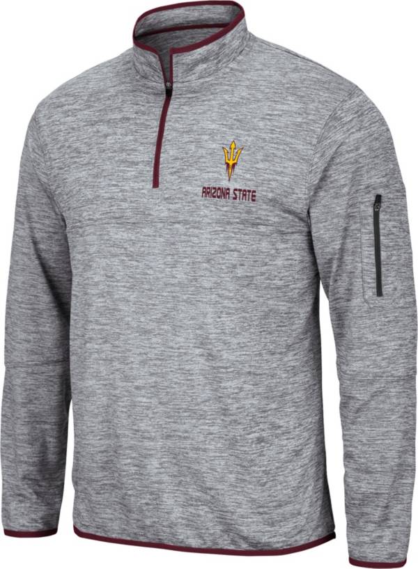 Colosseum Men's Arizona State Sun Devils Grey Quarter-Zip Pullover Shirt