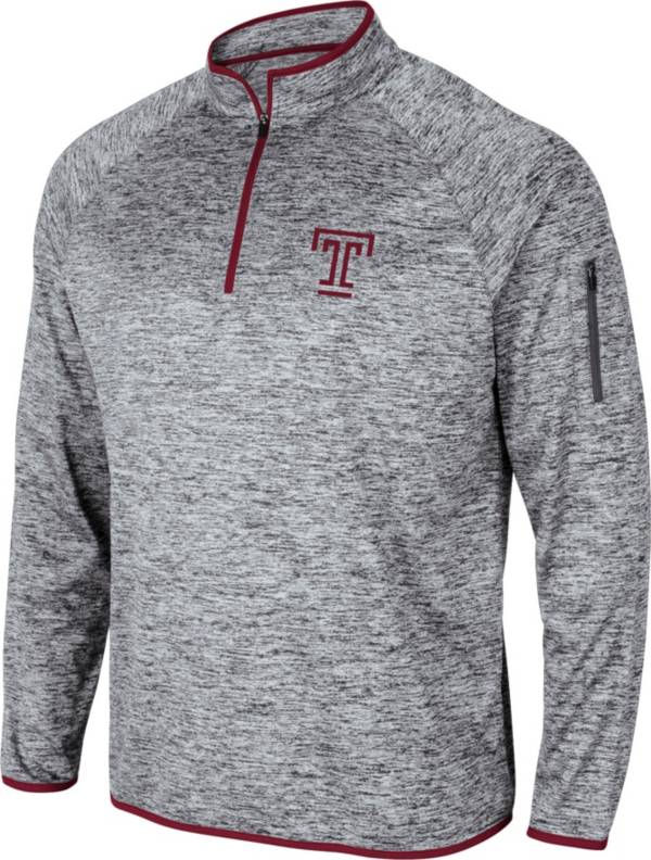 Colosseum Men's Temple Owls Grey Quarter-Zip Pullover Shirt