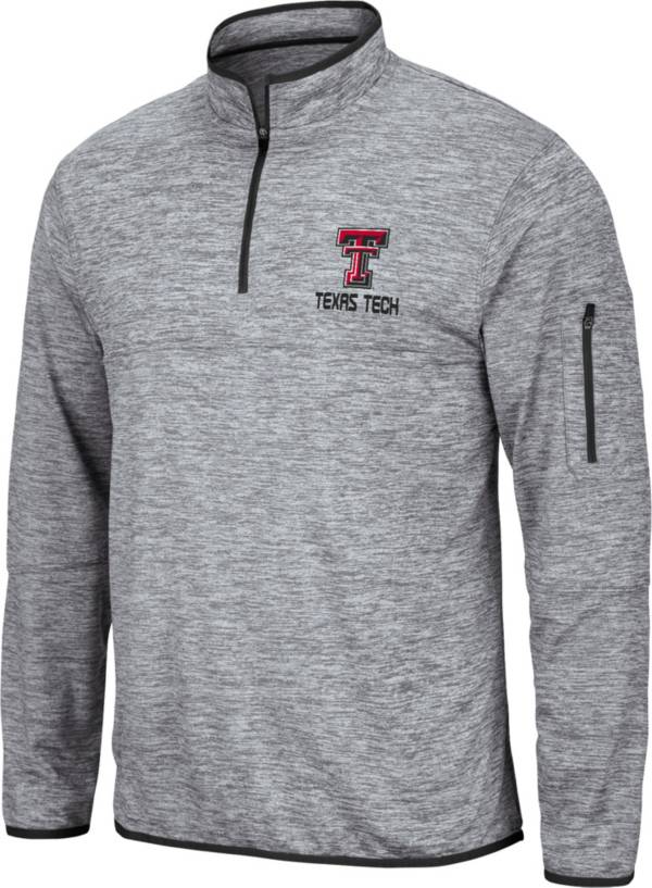 Colosseum Men's Texas Tech Red Raiders Grey Quarter-Zip Pullover Shirt