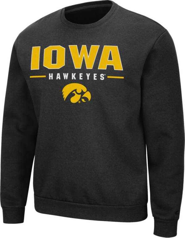 Colosseum Men's Iowa Hawkeyes Black Time Machine Crew Pullover Sweatshirt