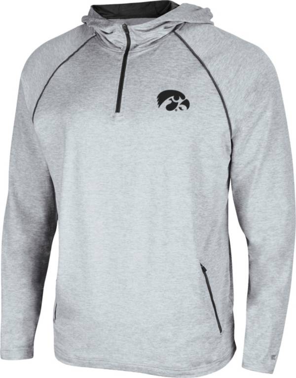 Colosseum Men's Iowa Hawkeyes Grey Timeline Quarter-Zip Pullover Hoodie