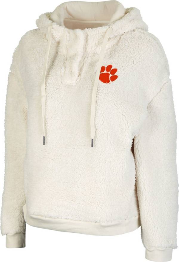Colosseum Women's Clemson Tigers White Snap! Sherpa Henley Pullover Hoodie product image