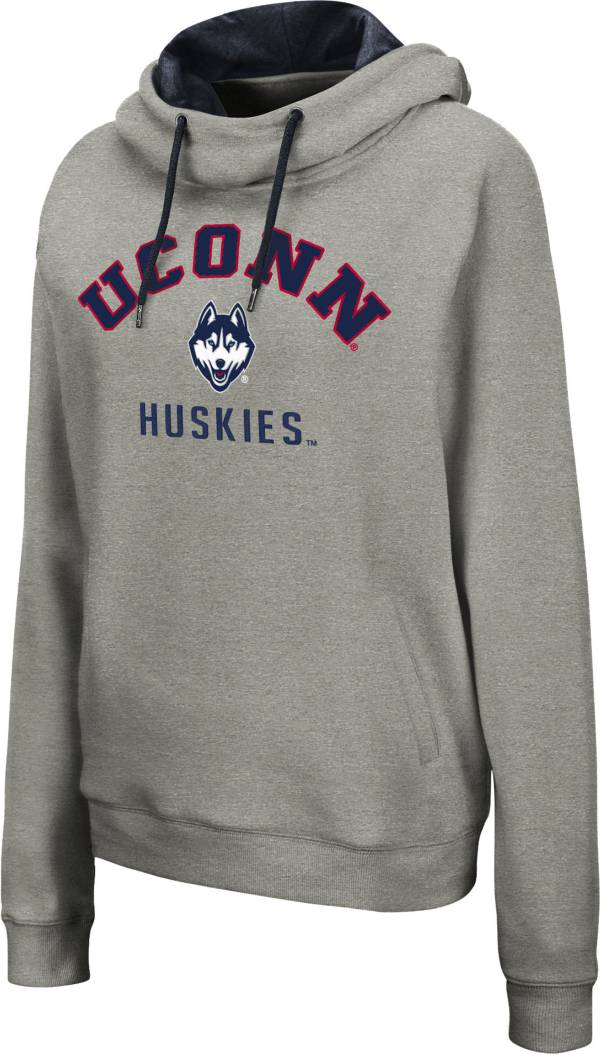 Colosseum Women's UConn Huskies Grey Funnel Pullover Hoodie