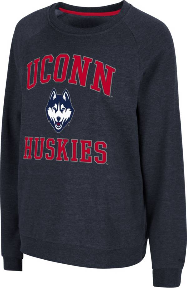 Colosseum Women's UConn Huskies Blue Crew Pullover Sweatshirt