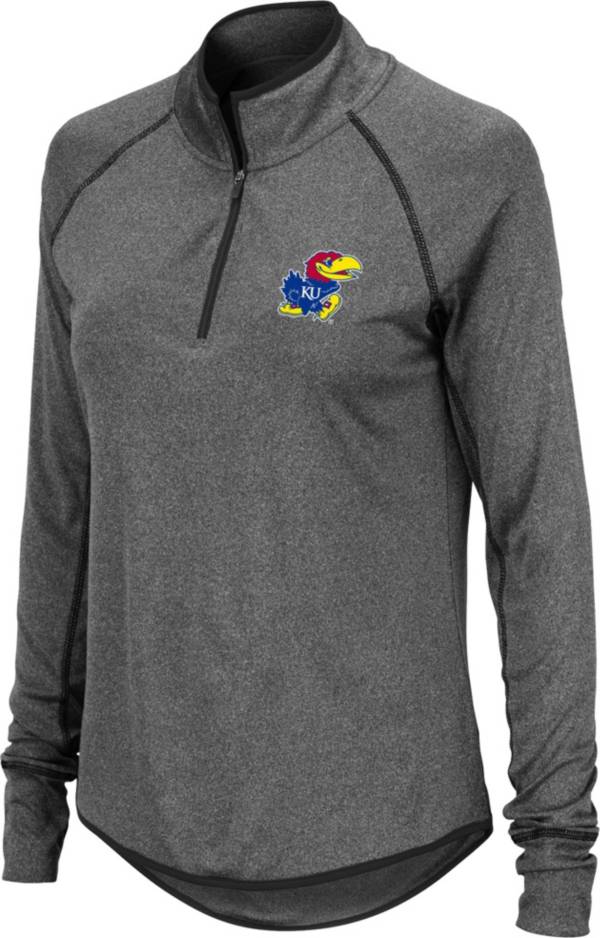 Colosseum Women's Kansas Jayhawks Grey Stingray Quarter-Zip Pullover Shirt